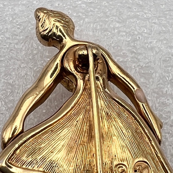 Swarovski Moveable Crystal enamel Ballerina Brooch Pin Vintage - Picture 4 of 8